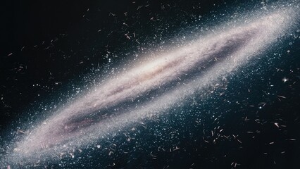 Abstract HighTech Background Featuring Ultraviolet Galaxy with Shimmering Stardust Texture and Ample Copy Space Radiant White and Soft Pink Lavender Particles in Chaotic Scatter Aga