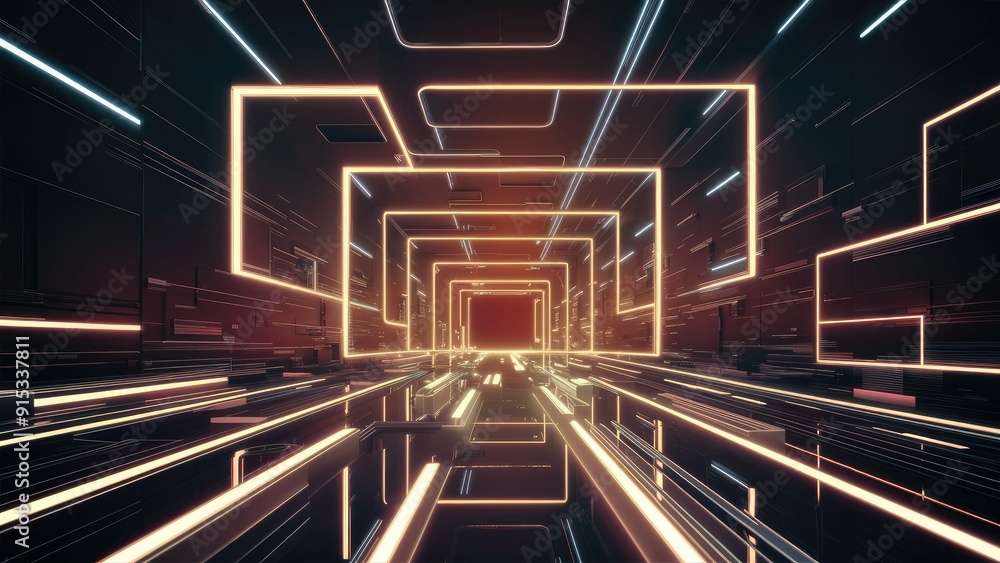 Aufkleber futuristic abstract background featuring digital squares and lines with a glowing texture perfect fo