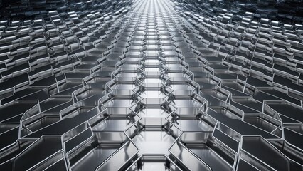 Endless Silver Hexagonal Geometric Design