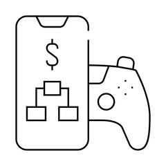 loystick phone game line icon vector. loystick phone game sign. isolated contour symbol black illustration