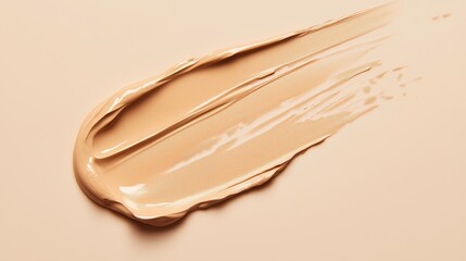 A creamy swatch of beige foundation applied on a smooth surface in natural light