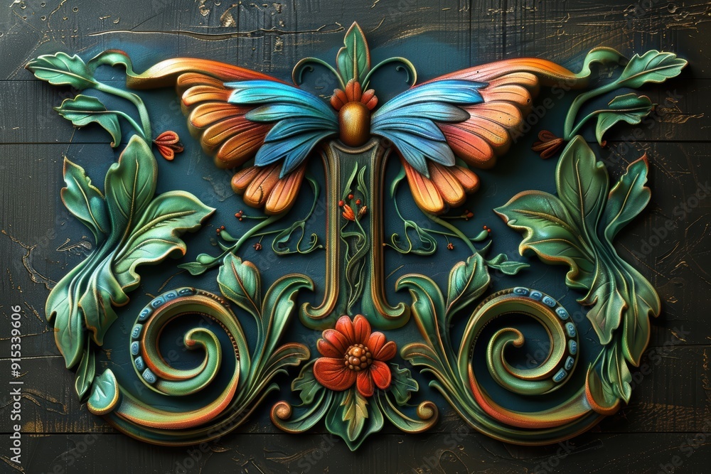 Fototapete an artistic illustration of the letter t beautifully crafted with intricate details and a creative f