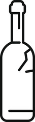 Line drawing of a glass bottle with cracks, suggesting damage or breakage