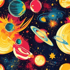 Naklejka premium Cosmic Vibrant Tile