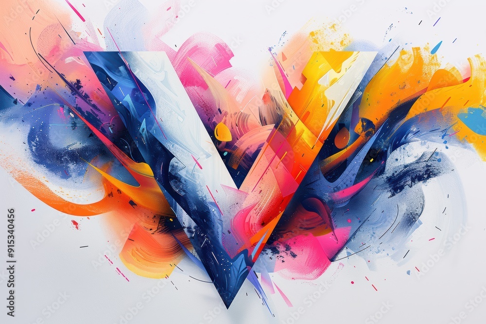 Fototapete an illustration of the letter v created using abstract shapes and forms resulting in a unique and ar