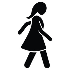 A girl walking silhouette illustration black color