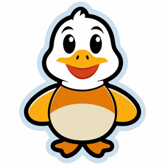 Cute cartoon duck sticker design vector art illustration