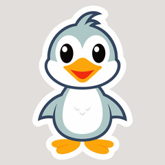 Cute cartoon duck sticker design vector art illustration