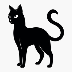 Vector silhouette of the cat's black color, isolated on a white background, cat black silhouette
