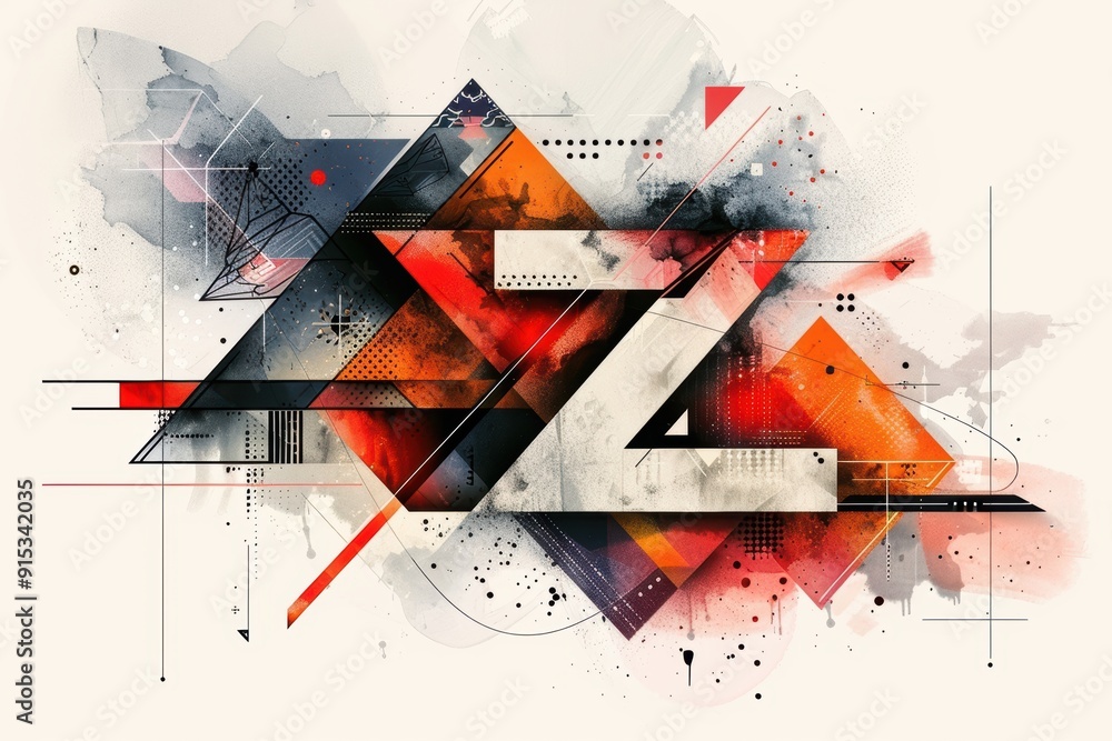 Fototapete an abstract illustration of the letter z with geometric shapes and patterns that create a sense of d