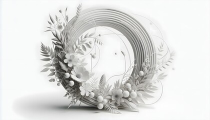 Obraz premium decorative 3d frame decorated with flowers on a light background