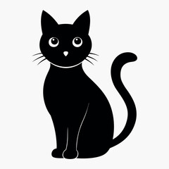 Vector silhouette of the cat's black color, isolated on a white background, cat black silhouette