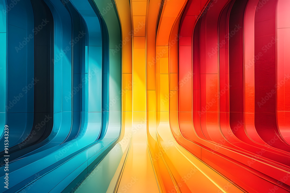 Poster vibrant color gradient abstract architecture 