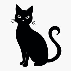 Vector silhouette of the cat's black color, isolated on a white background, cat black silhouette