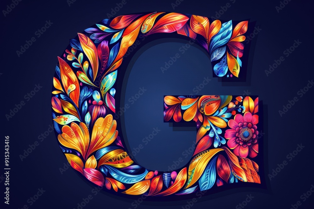 Fototapete a colorful illustration featuring the letter g in a bold artistic style. the letter stands out with 