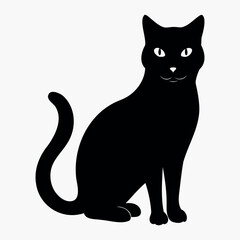 Vector silhouette of the cat's black color, isolated on a white background, cat black silhouette