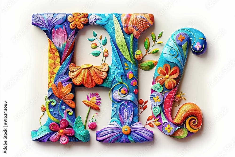 Fototapete a vibrant illustration of the letter h featuring a whimsical and colorful design that captures the e