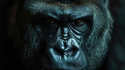 Obraz premium A captive adult gorilla gazing into the camera.
