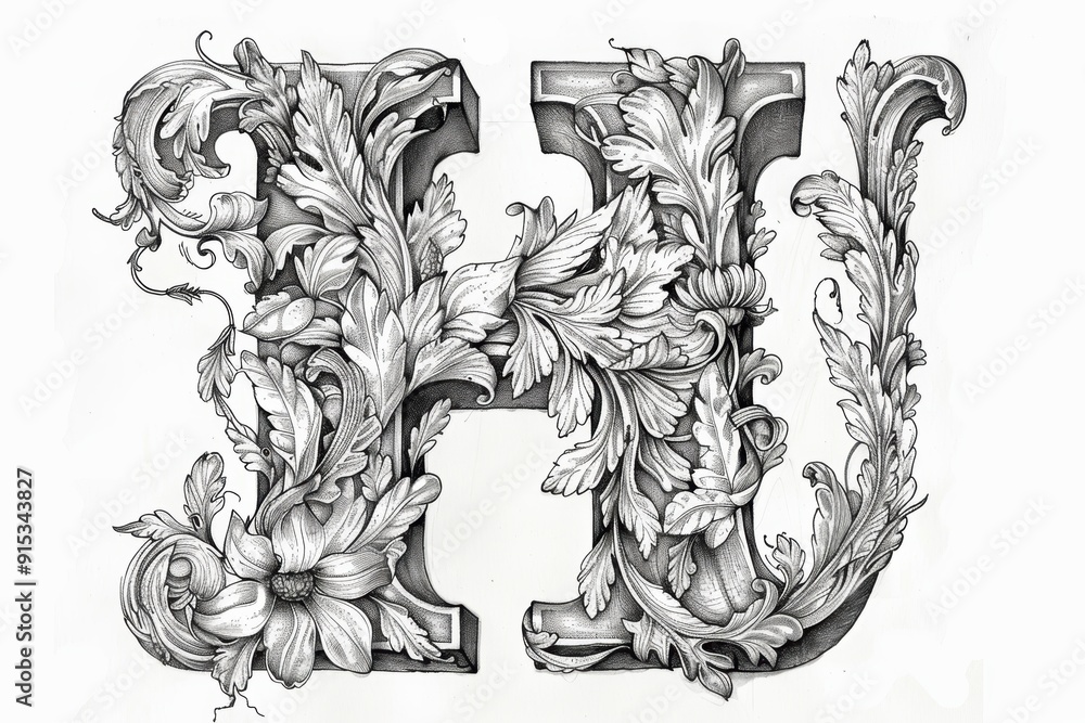 Fototapete a hand-drawn illustration of the letter h with detailed line work and a unique artistic style ideal 