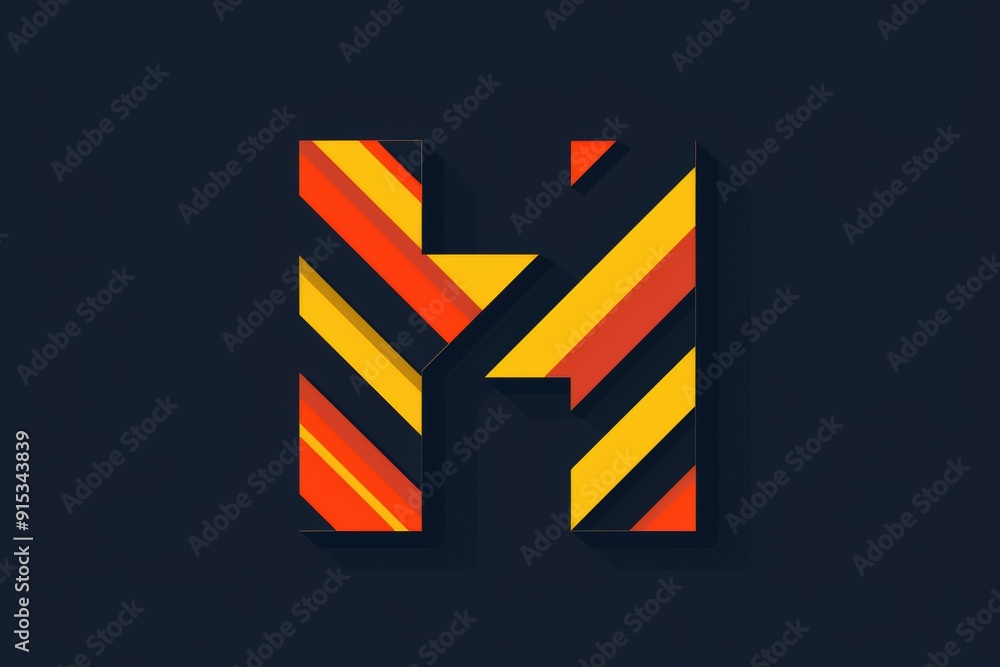 Fototapete a bold and graphic illustration of the letter h with sharp edges and contrasting colors ideal for mo