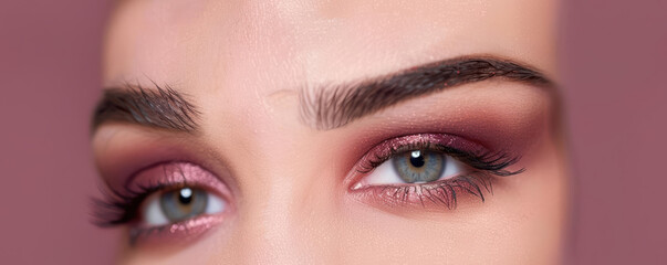 Obraz premium Smoky plum eyeshadow with vibrant berry tones, eyes makeup