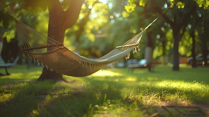 Serene Hammock Rest Amidst Greenery and Sunshine
