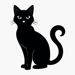 Vector silhouette of the cat's black color, isolated on a white background, cat black silhouette