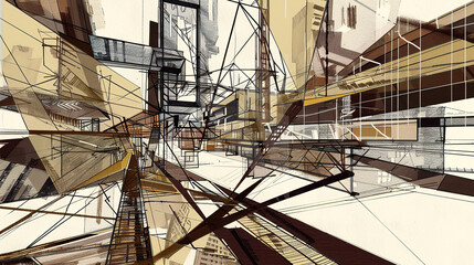  The Fascinating World of Abstract Architectural Drawings: A Blend of Creativity and Innovation. Showcasing Unconventional Designs and Inspiring Spatial Concepts.