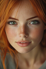 Fototapeta premium Portrait of a young woman with red hair