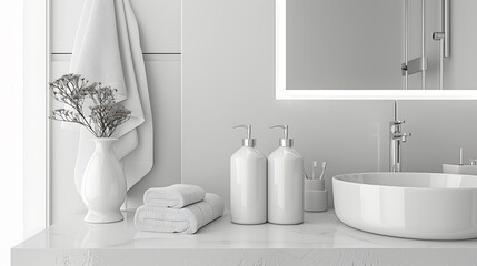 modern bathroom interior with bathroom. White Background. Stylish and Many things are used in lifestyle
