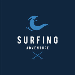 Summer Surfing california logo template retro vintage with surfboard and waves concept.Logo for label, summer holiday, business, badge.