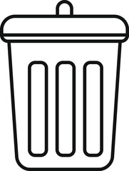 Black outline icon of a trash can representing waste disposal and recycling