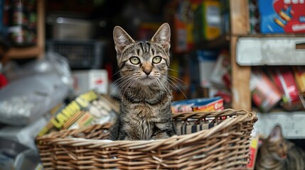 Lost cat announcement, cat waiting for owner.