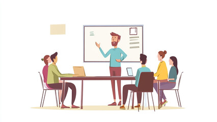 Corporate Training Session: Man Teaching at Whiteboard