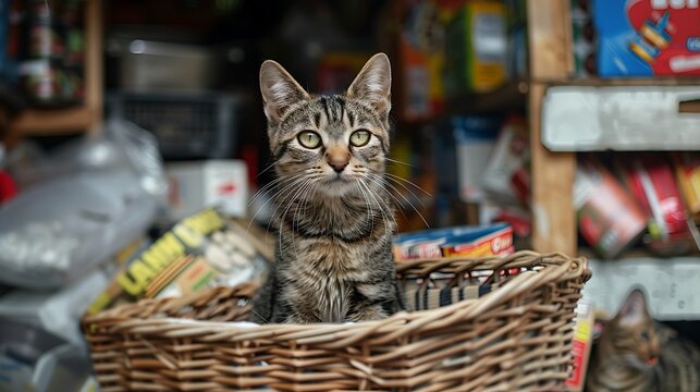 Lost cat announcement, cat waiting for owner.