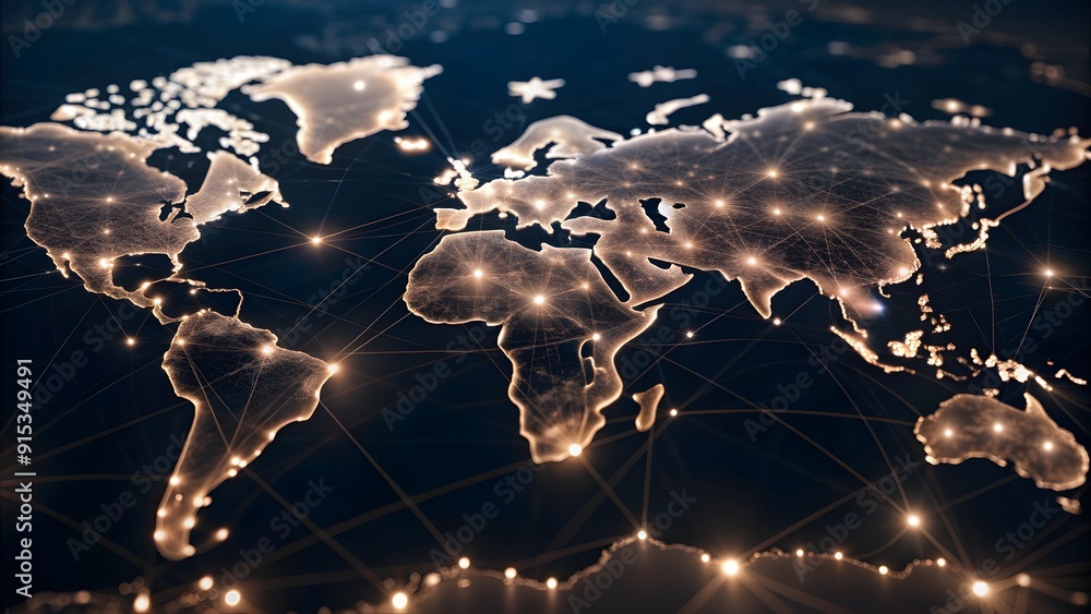Poster digital tech network with glowing connections, representing the power of technology and global conne