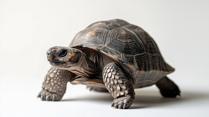 Fototapeta premium Detailed image of an isolated turtle viewed from the front, on a clean white background