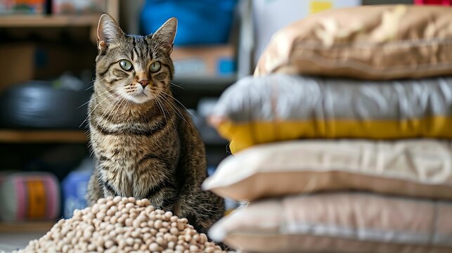 Lost cat announcement, cat waiting for owner.