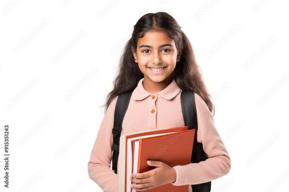 Canvas Prints Smiling girl holding school books