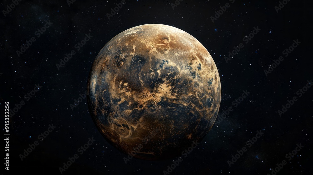 Poster a planet with a brownish color and a black background