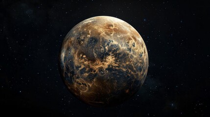 A planet with a brownish color and a black background