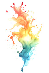 Flie&szlig;ende Farbexplosion: Dynamisches Aquarell in lebendigen T&ouml;nen auf wei&szlig;em Hintergrund