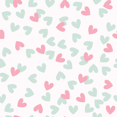Seamless pattern with pastel colorful hearts. Cute pattern, vector