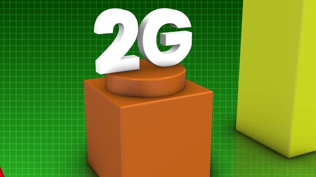 Colorful 3D Graph Showing the Progression of Mobile Networks: 1G to 5G. Speed. 4K