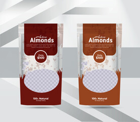 almonds product packaging stand up pouch design