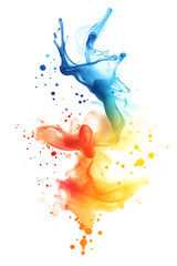 Fototapeta premium Fließende Farbexplosion: Dynamisches Aquarell in lebendigen Tönen auf weißem Hintergrund