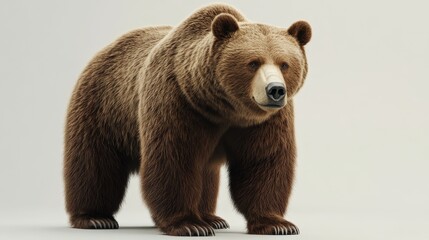 Fototapeta premium A Close-Up of a Brown Bear Standing on a White Background