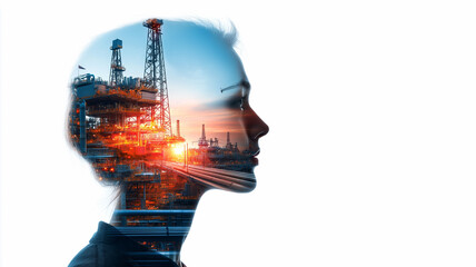 Human Silhouette with Energy Industry Elements