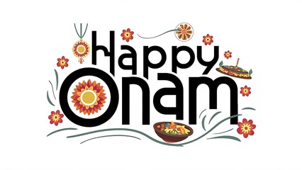 Happy Onam, Festival, Onam, Poster, 3d, typography, calligraphy, text, and Onam Banner,
