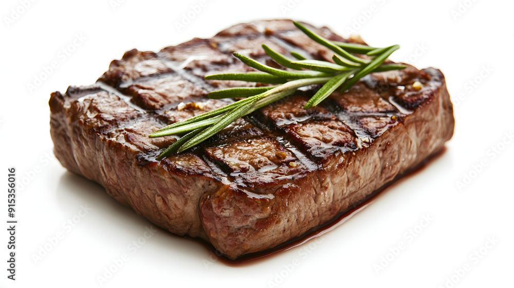 Wall mural grilled bbq steak on white background